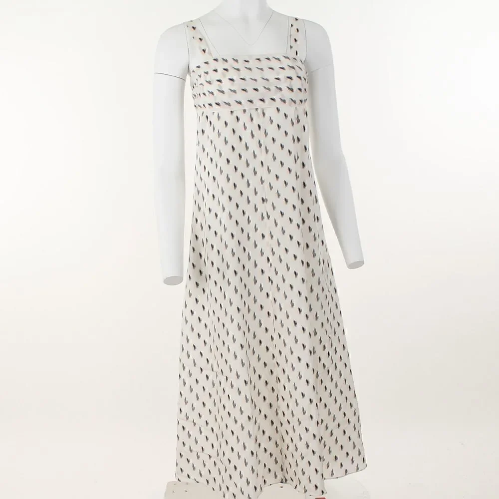 Theory Floral Ikat Print Silk Tie Back MIDI Dress - Picture 2 of 5